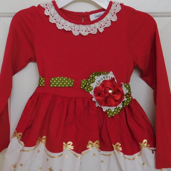 NWT Counting Daisies Red Nutcracker Ballerina Tiered Long Sleeve Dress sz 5 or 6 - Picture 3 of 3